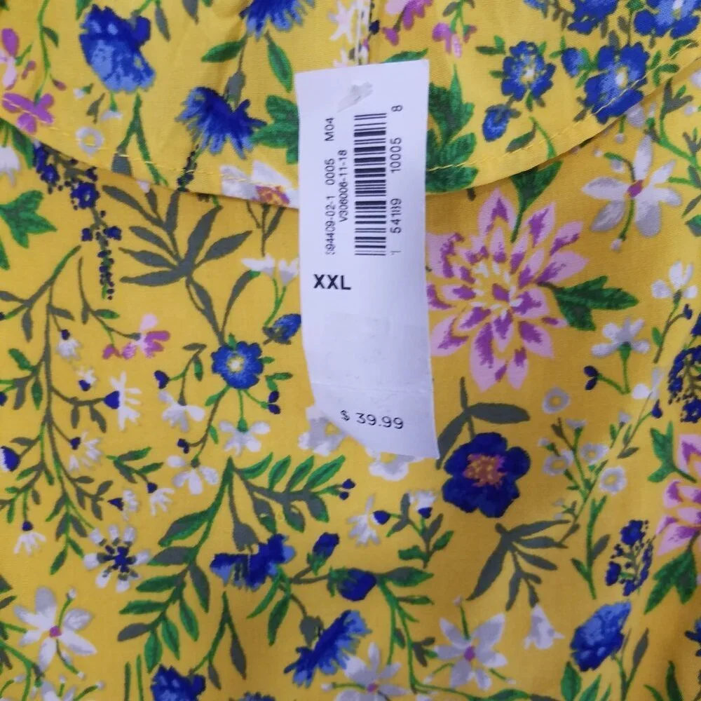 NWT Old Navy Floral Midi Dress Yellow Size XXL